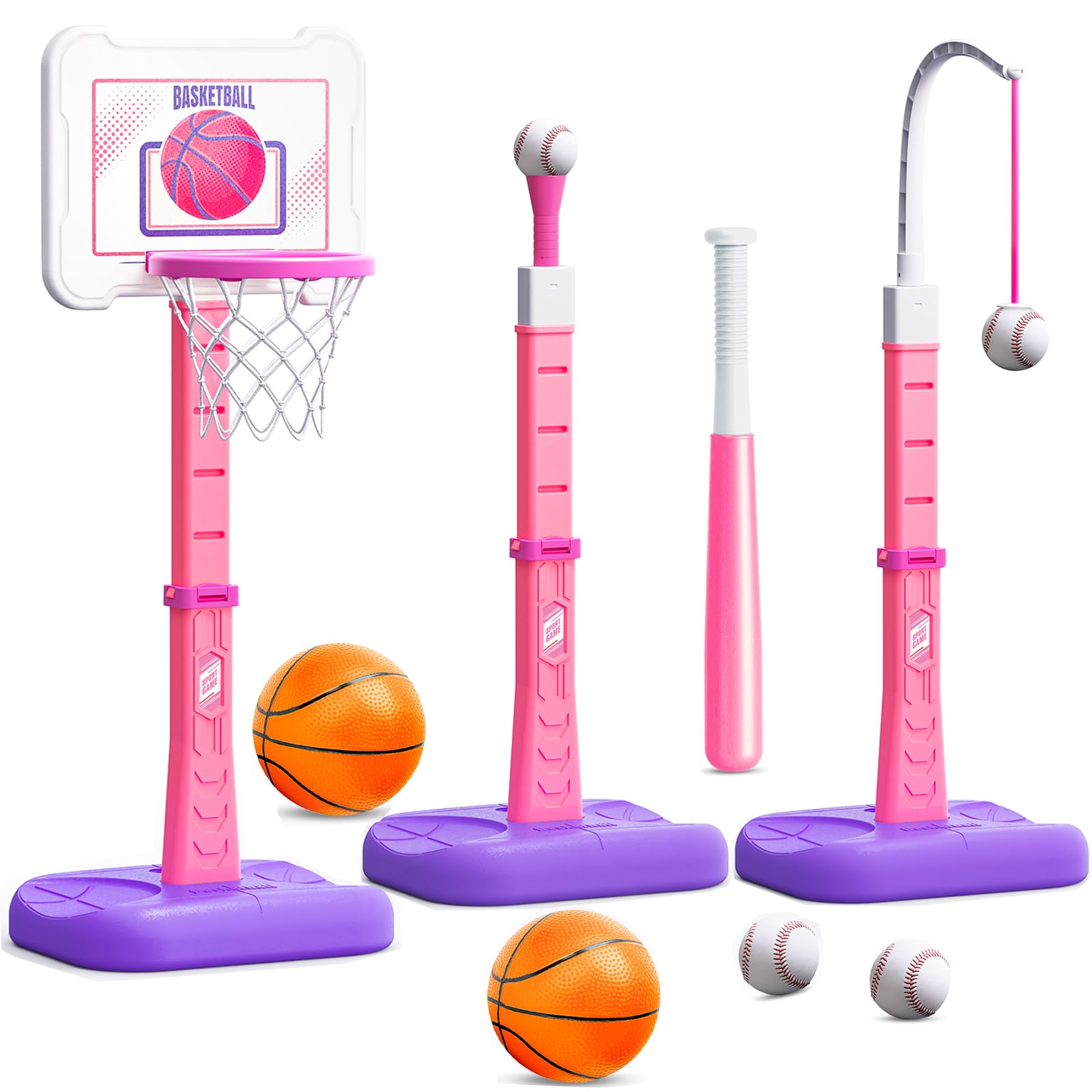 Amazon.com: ShyLizard 3 in 1 Kids Basketball Hoop and T Ball Set