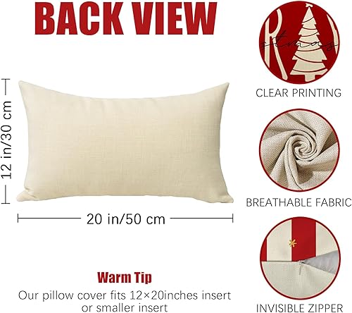 Miniatura 2 de Fahrendom Juego de 4 fundas de almohada rectangulares decorativas lumbares con árbol de Navidad de 12 x 20 pulgadas, con bastones de caramelo rojos