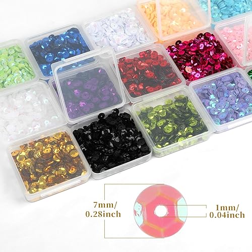 Miniatura 9 de 9460 lentejuelas de taza, colores mixtos, lentejuelas sueltas para manualidades, lentejuelas y lentejuelas para hacer bricolaje de 0.23 pulgadas,