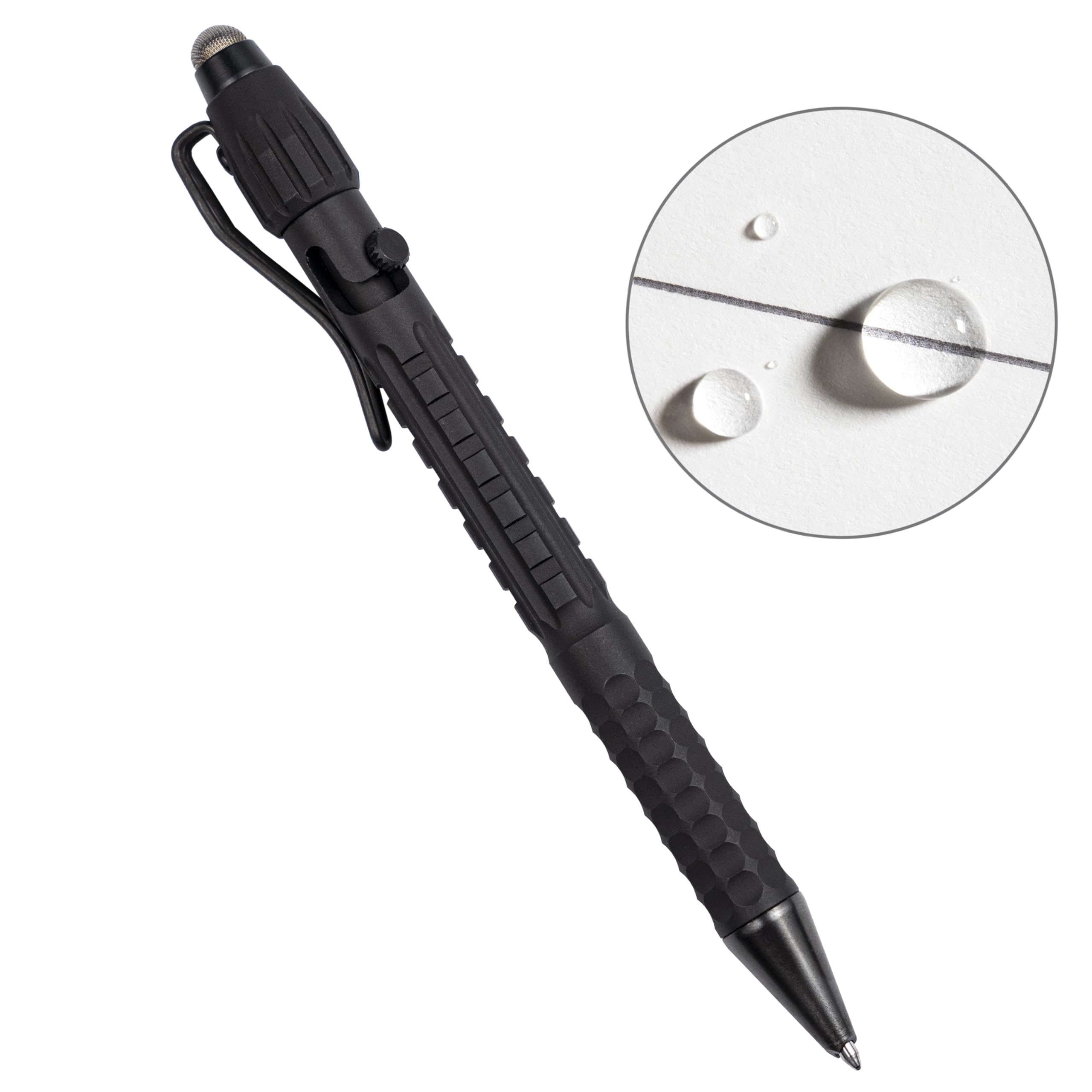 Rite in the Rain All-Weather Readiness Metal Tactical Pen with Stylus Bolt-Action Clicker Glass Breaking Tip Black Ink — view 2