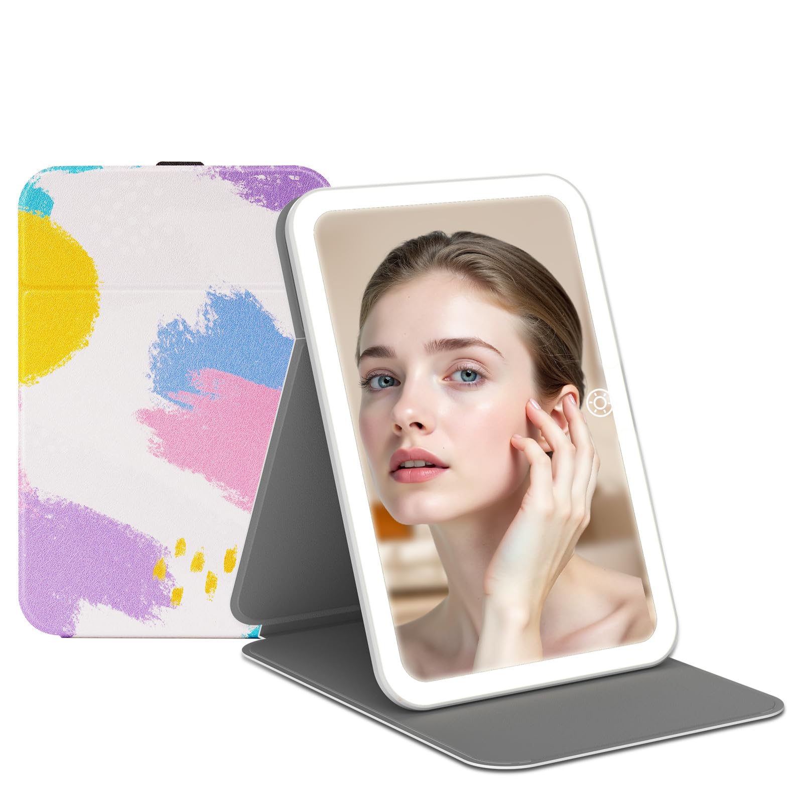 Rechargeable Travel Lighted Makeup Vanity Mirror with PU Leather Cover
