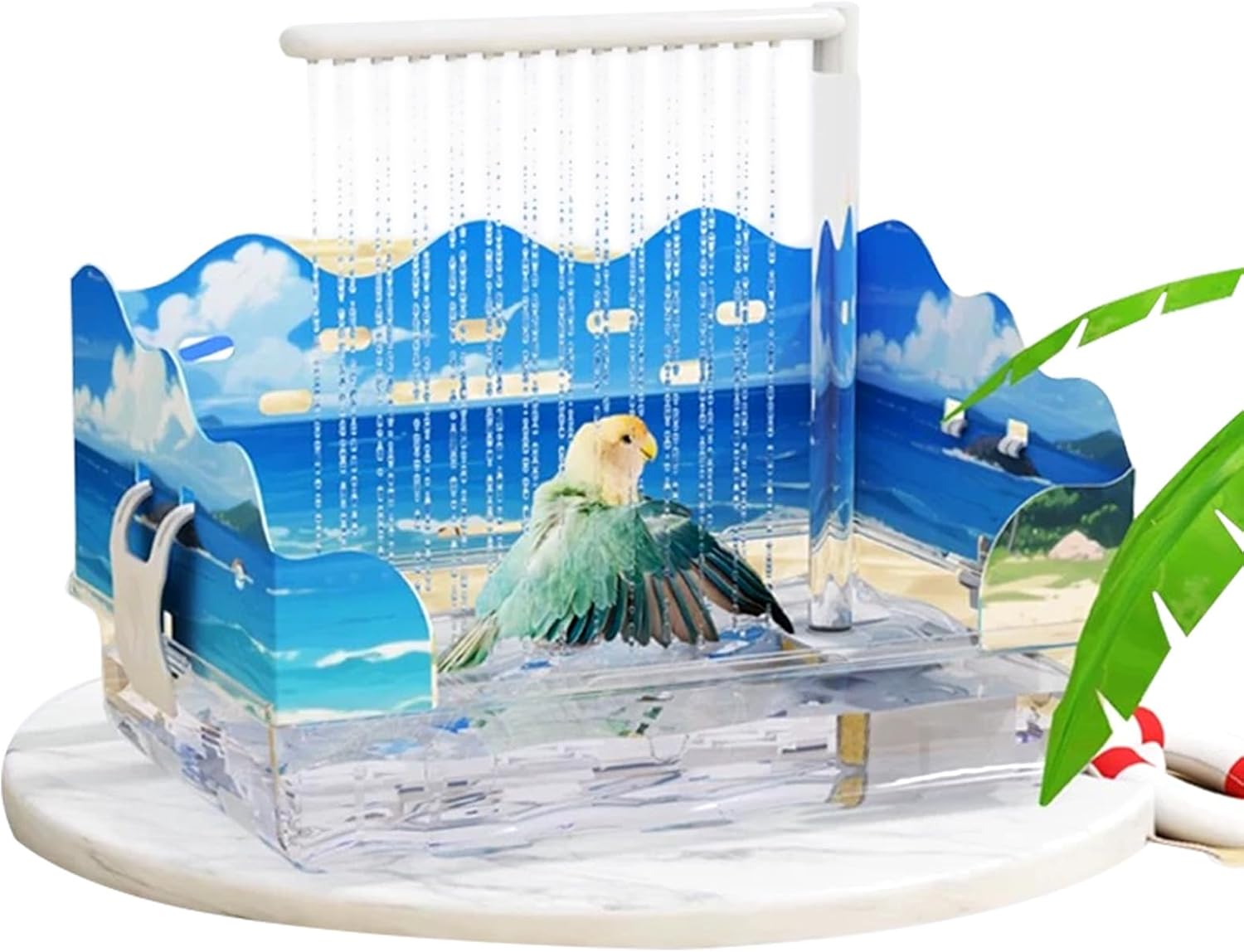 ASHATA Automatic Bird Baths for Cage, Parrot Bathtub Bath Shower USB Powered, with Detachable Pump Filter Circulating Water for African Grey Cockatiel Lovebirds (Type1)