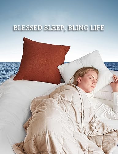 Miniatura 2 de BB BLINBLIN Manta pesada y refrescante, calma y sueño, material suave y cómodo de primera calidad y cuentas de vidrio (moca, 60 x 80 pulgadas, 20