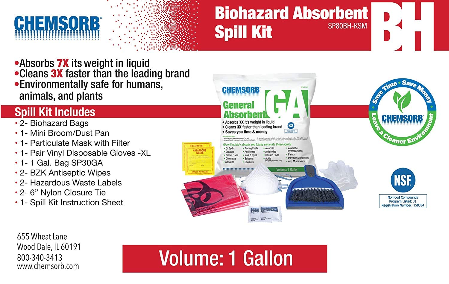 BH SP80BH-KSM Small Biohazard Spill Kit