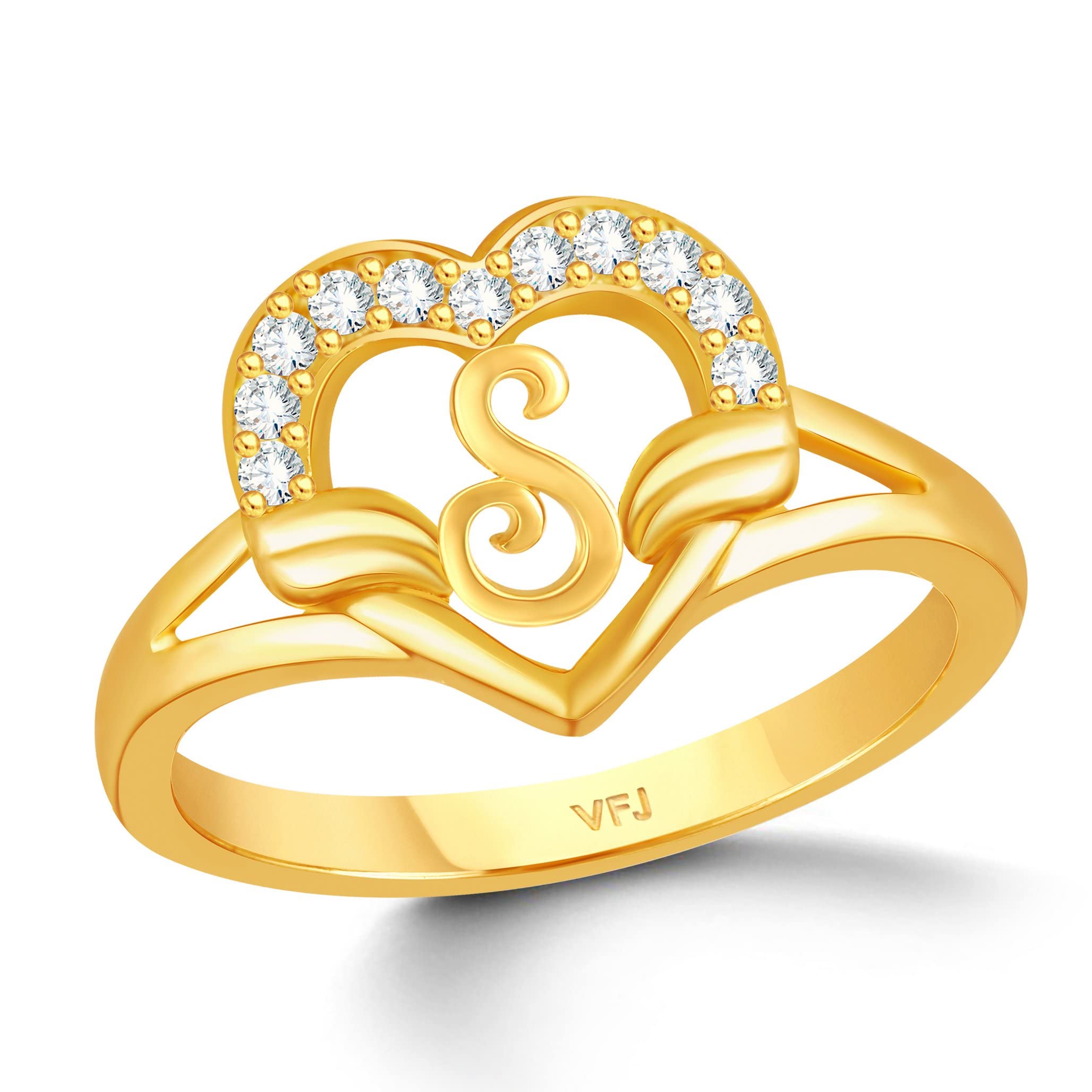 Vighnaharta valentine day gift valentineday gift for her gift for him gift for women gift for men cz alloy Gold plated Valentine collection Initial  S  Letter with heart ring alphabet collection for women and Girls [VFJ1668FRG8] (B0BJVHWZWM) Amazon Price History, Amazon Price Tracker
