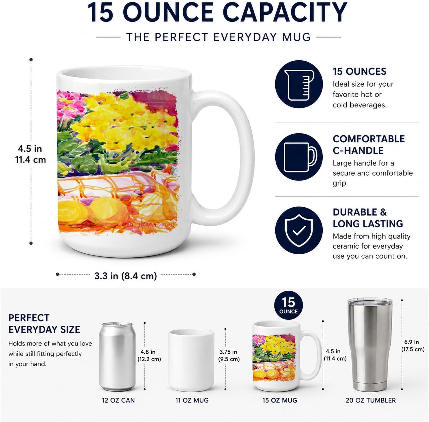 Caroline's Treasures 6061CM15 Flower - Primroses Dishwasher Safe Microwavable Ceramic Coffee Mug 15 ounce, 15 ounce, multicolor image 3