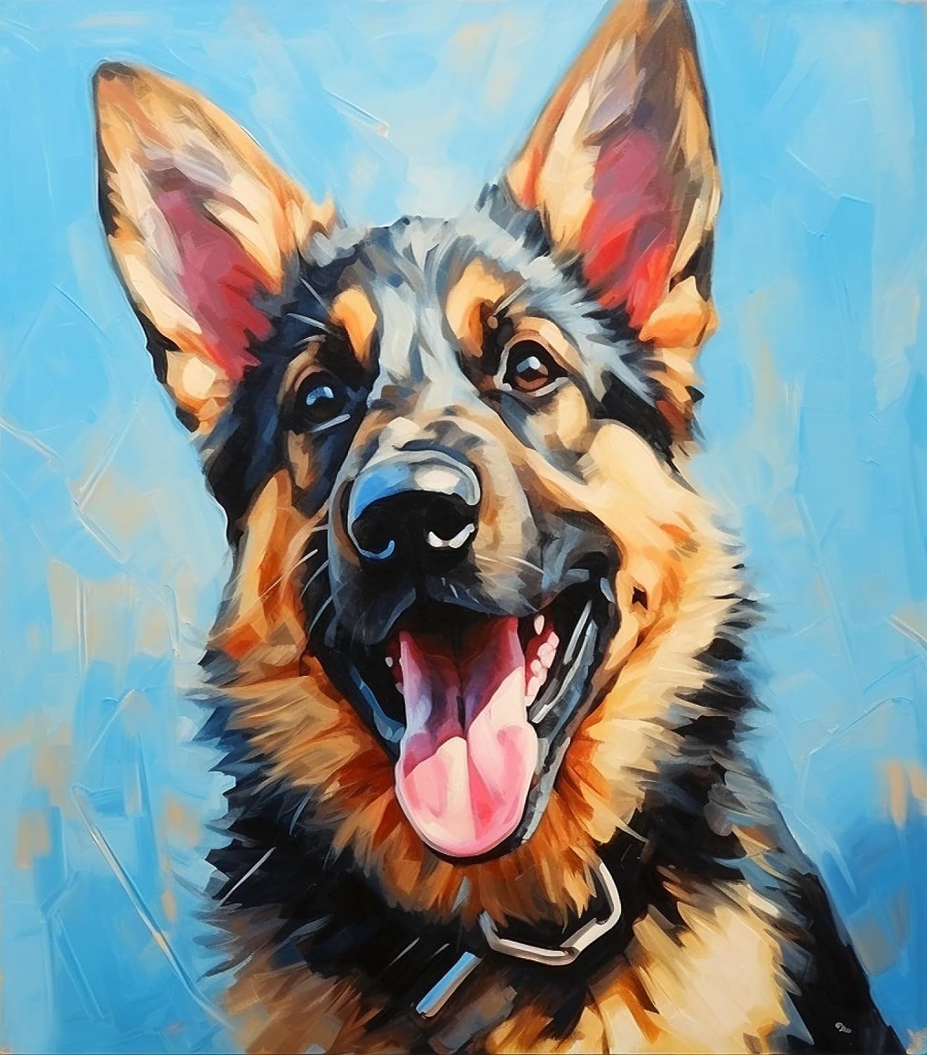 Kit Pintura Por Números - Pastor Alemán (40x50cm) Con Pinceles Y Pinturas