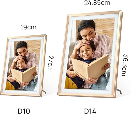 ARZOPA 10.1" Metal Digital Photo Frame Free Cloud Storage WiFi Digital Picture Frame HD Touchscreen No Subscription APP Sharing Unlimited Photos/Videos Best Custom Frame for Gifting Family - D10 Gold - 8