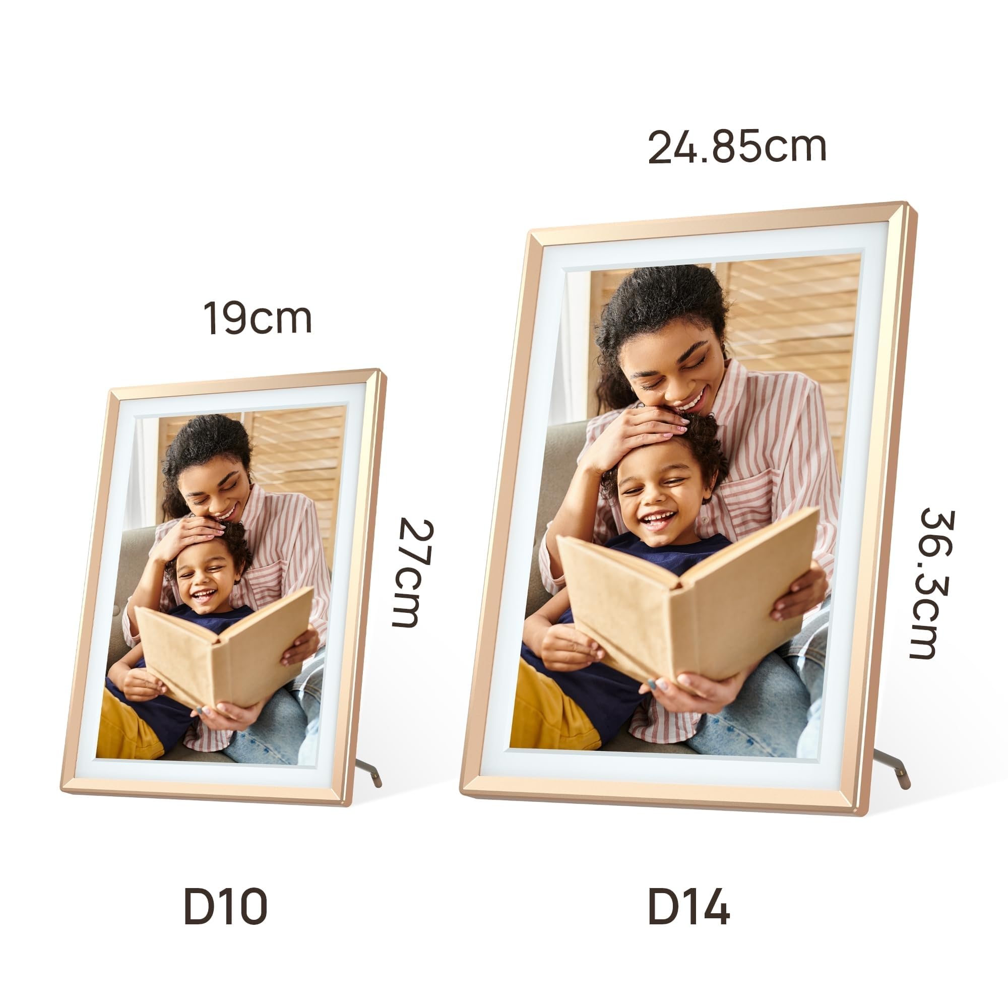 ARZOPA Cadre Photo Numérique Connecté Stockage Cloud Gratuit et Illimité HD Écran Tactile Cadre Numérique Photo en Metal Partager Photos Vidéos Illimitées Cadeau Personnalisé Parfait 10,1" - D10 Gold