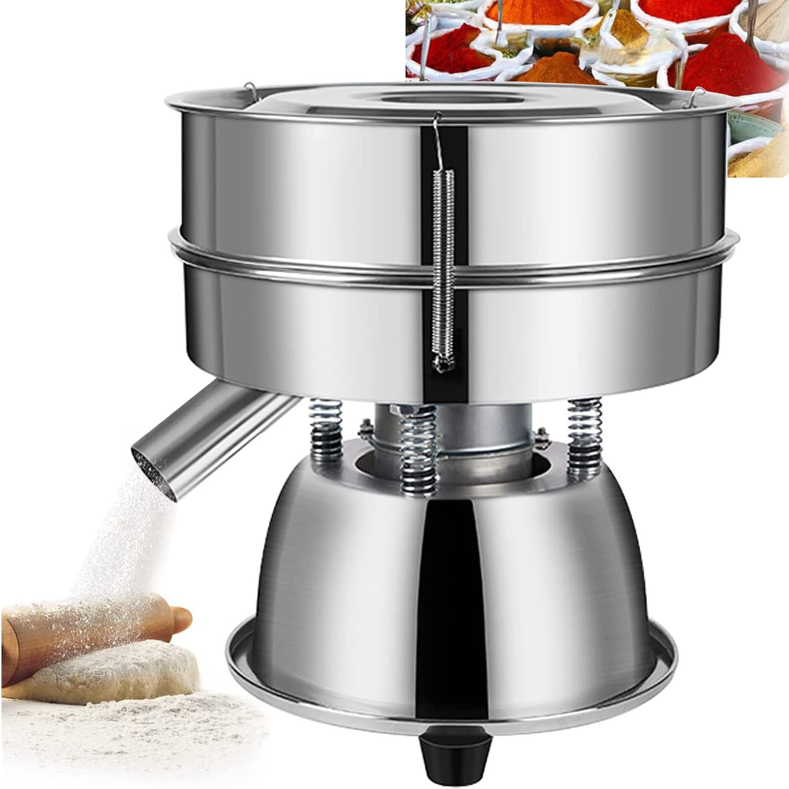 Machine de tamisage vibrante électrique en acier inoxydable avec tamis 40 et 60 mailles