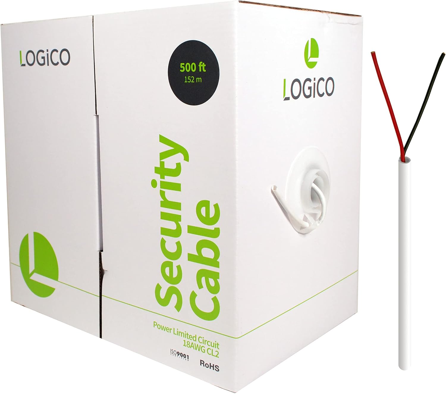 Best 500ft 18/2 Unshielded CCA Security Alarm Control Wire Stranded PVC Jacket White