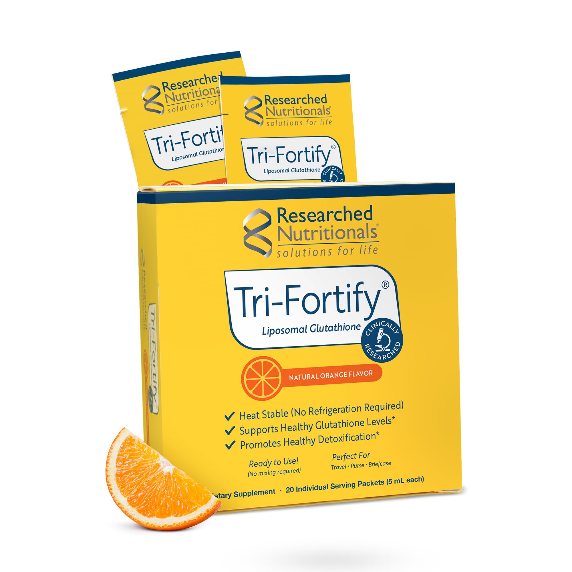 Sponsored Ad - Liposomal Glutathione (450mg) Liquid Gel + Vitamin C - Tri-Fortify - Aid Natural Energy, Immune Support & Detox - Clinically Researched for Absorption, Orange (20 Packets)