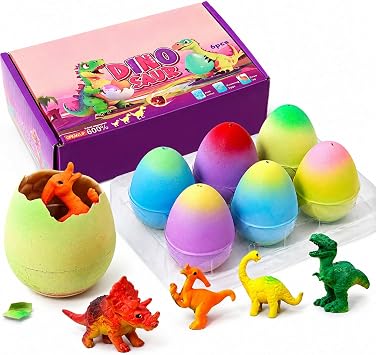Hsmihair Dinosaur Hatching Eggs for Kids, 6 Pack Growing Dinosaur Eggs That Hatch in Water, Hatching dinosaur egg for Girls Boys, Eeaster gifts for kids & Birthday Gift Ideas for Kids Age 3 4 5 6 7 8