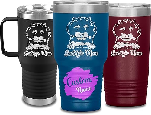Vista 107 de Vaso de viaje de Navidad personalizado, perro pastor alemán, mamá y papá, dueño de perro pastor alemán personalizado, recuerdo grabado
