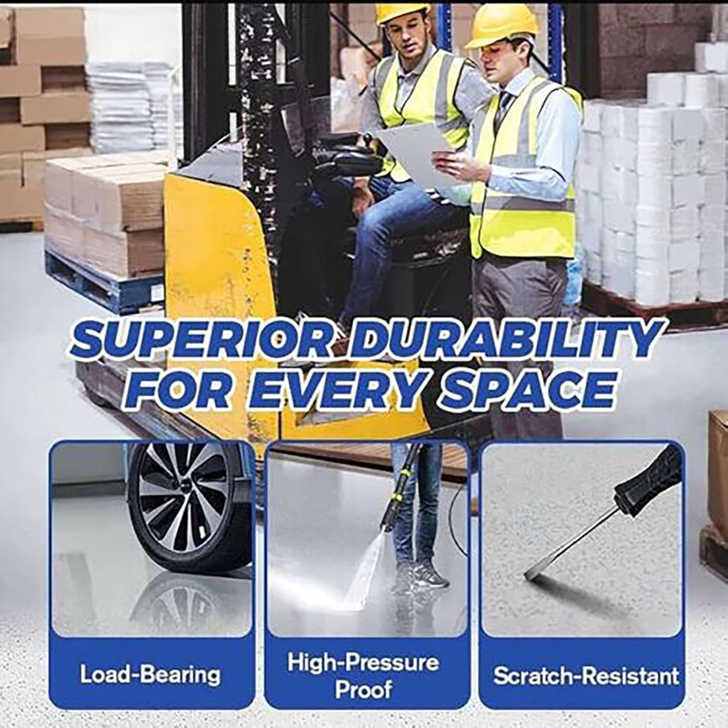 500G Wear-Resistant Anti-Slip Self-Leveling Epoxy Floor Paint, Multipurpose Quick-Dry Waterproof Water-Based Floor Paint,Epoxy Floor Paint For Concrete (White*500g)