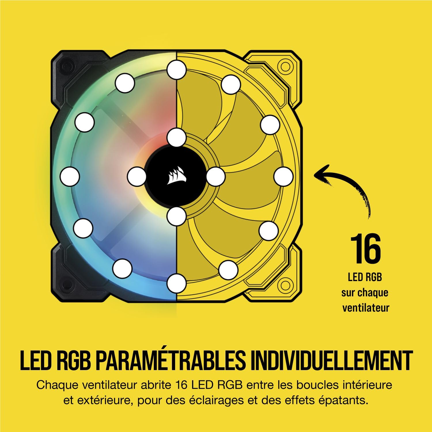 Corsair LL120 RGB, Ventilateur de Boitier Dual Light Loop RGB LED PWM 120mm (Single Pack)