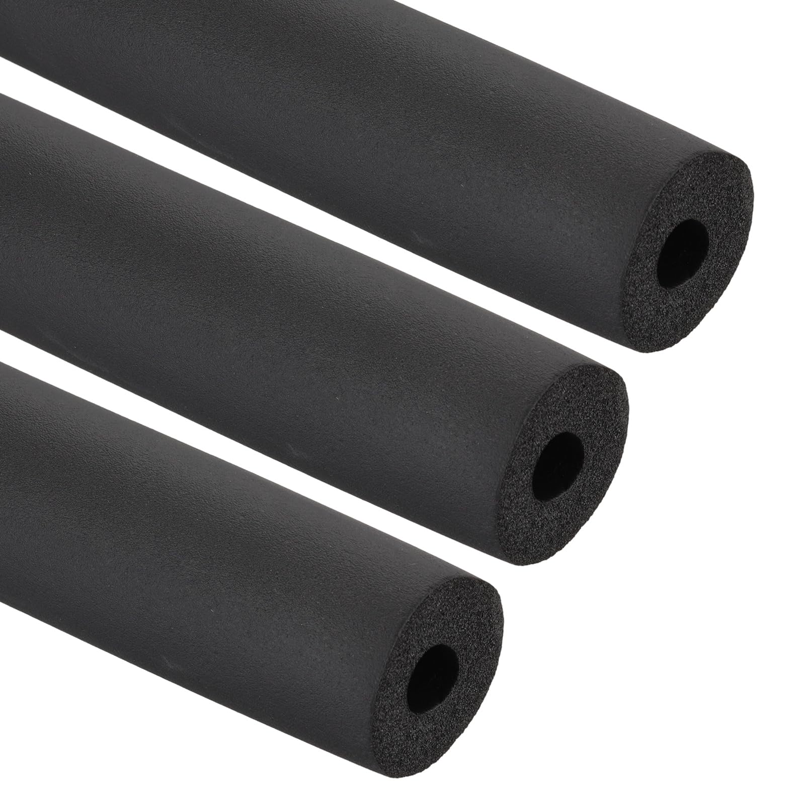 PATIKIL 1/2"(13mm) ID x 6.6Ft Pipe Insulation Foam Tube, 3Pcs Pipe Cover Wrap Roll Bar Padding Tubing for Handle Grip HVAC Outdoor Air Conditioner Units, Black