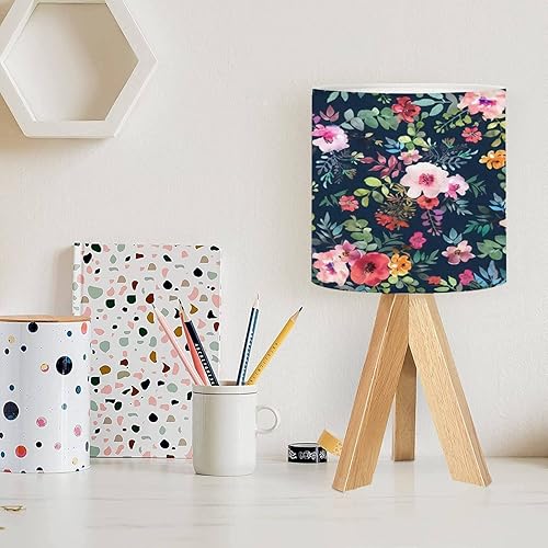 Miniatura 2 de OEPWQIWEPZ Trípode lámpara de mesa de mesita de noche acuarela floral sin costuras para diseño de flores, primavera, textura textil, lámpara de