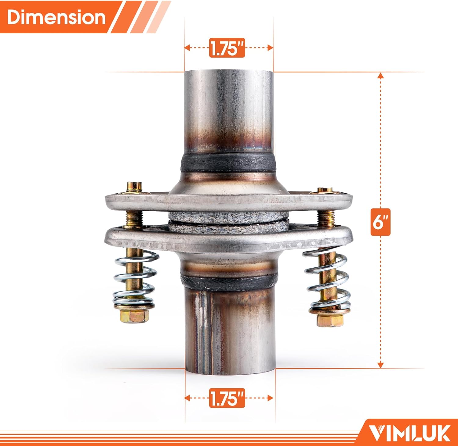 1.75"x 6"Exhaust Flex Spring Flanges 409SS with Spring Joint Anti-Vibration & Universal Fit for Car/Truck/SUV Exhaust Systems Aftermarket (VK-1756)