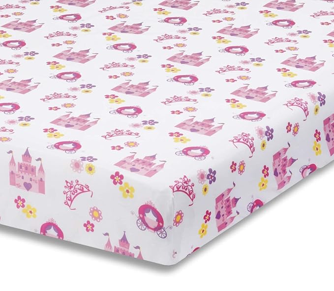 Baby Girl Fitted Crib Sheet Princess Storyland, 100 Soft