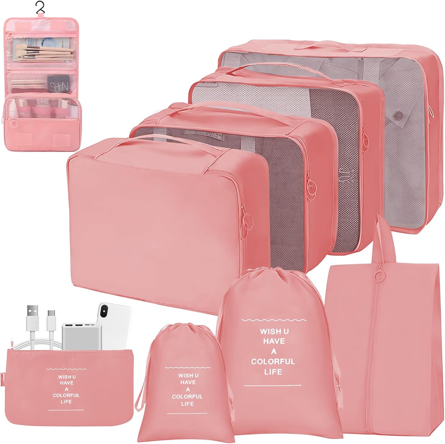 Packing Cubes Travel Organizer 9 Set, Waterproof Luggage Organizer