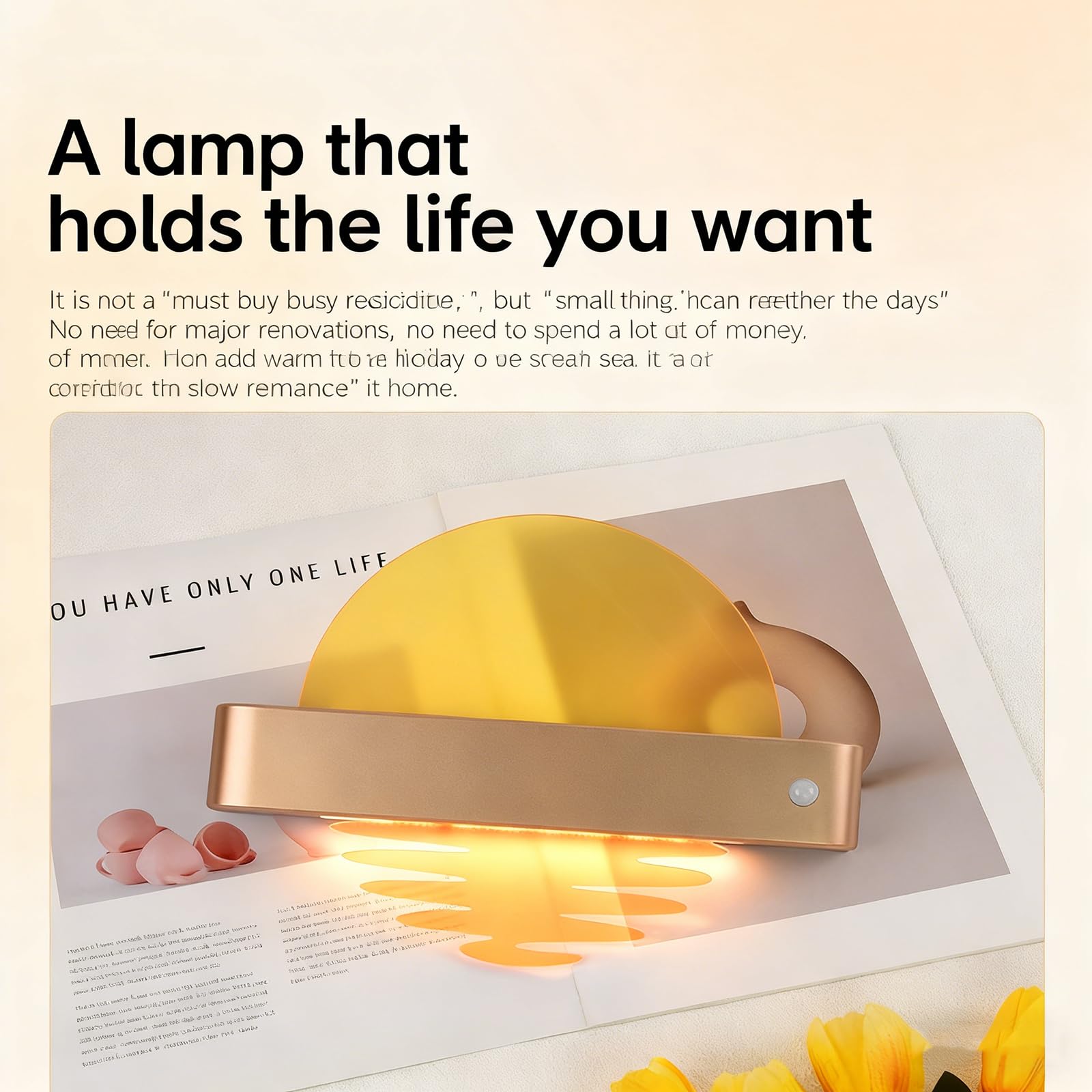 Luz Nocturna LED – Lámpara De Pared Recargable con Sensor De Movimiento Y Montaje Magnético, Instalación Sin Taladros, Creatividad, Amanecer Y Atardecer, Luz Ambiental Cálida para Dormitorio