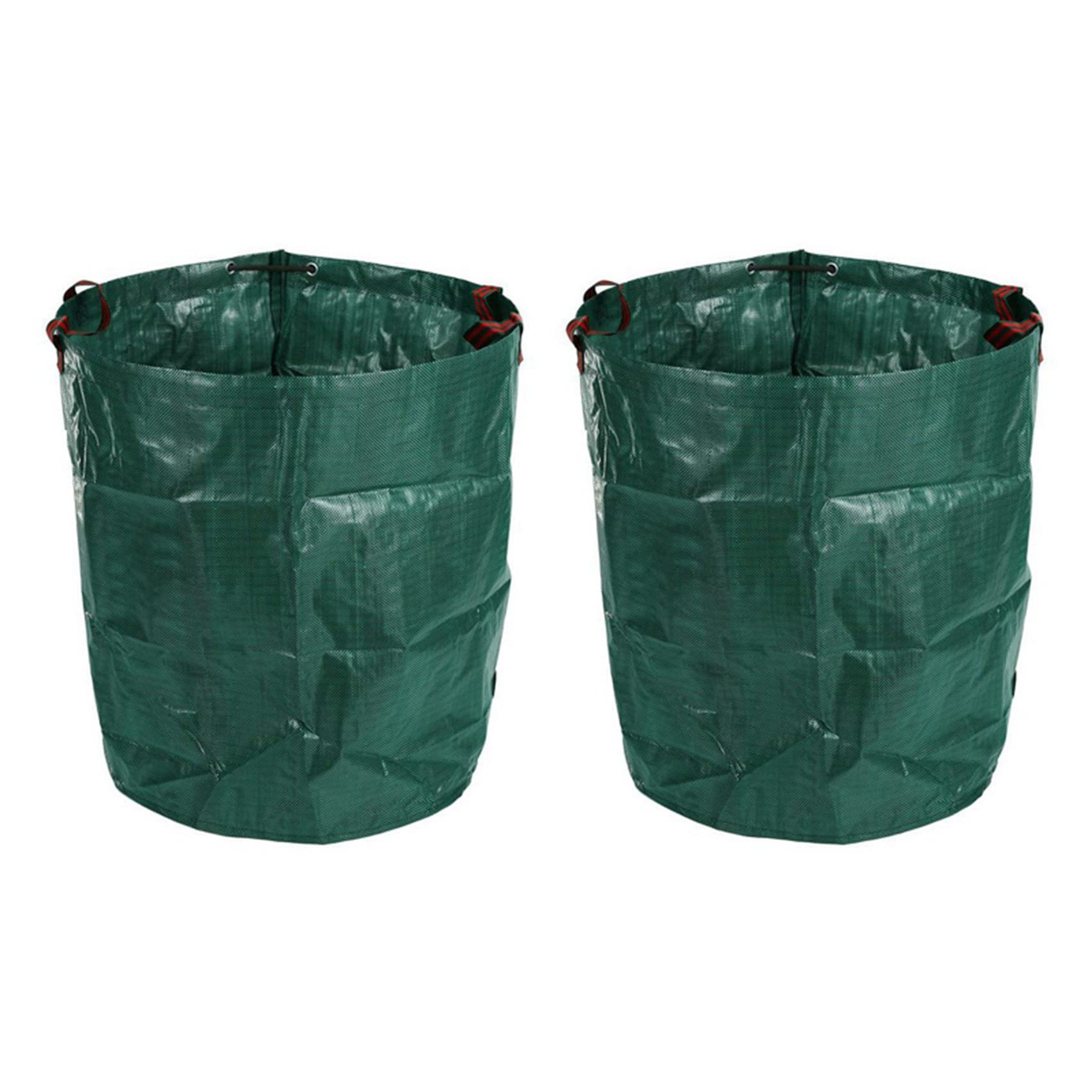 Hndhbfgrt 2X 270L Garden Waste Bag Large Strong Waterproof Heavy Duty Reusable Foldable Rubbish Grass Sack