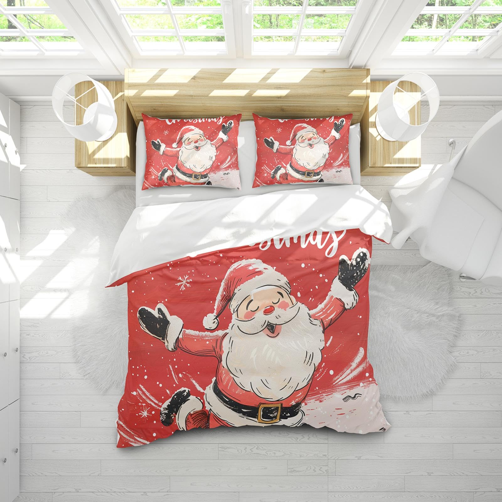 Parure de lit Motif Père Noël : le cadeau de Noël parfait pour la chambre des enfants