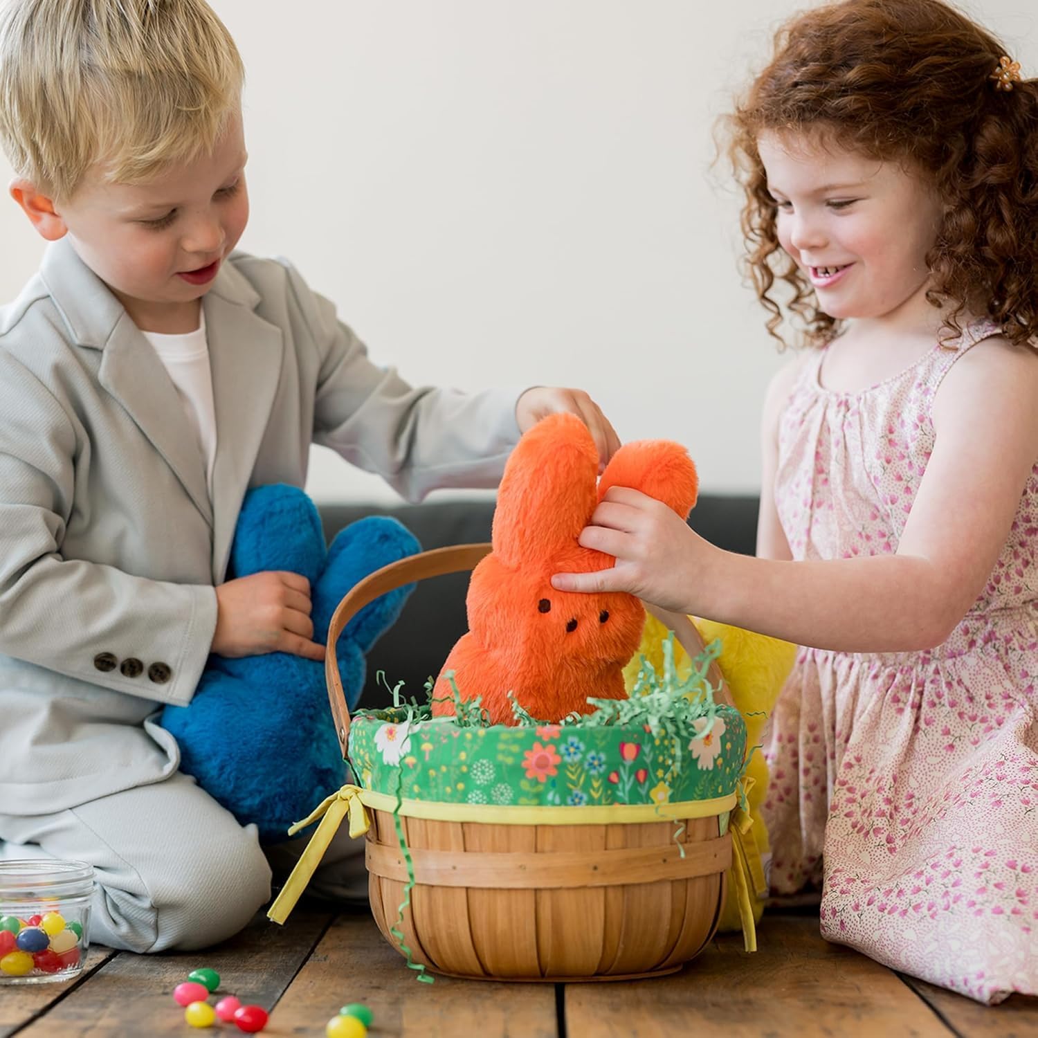 Animal Adventure | 9" All Over Print Daisy Shaggy Bunny Peeps Plush | Easter Basket Stuffed Animals for Kids | Marshmallow Candy | Huggable Soft Plushie Stuffers Toy | Collectable Gifts | Aged 3+