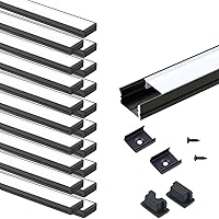 Vista 12 de VST Paquete de 6 Sistema de Canal de Aluminio LED en Forma de U de 1 pie/0.3m con Cubierta Lechosa, Tapas Finales, Clips de Montaje, Compatible