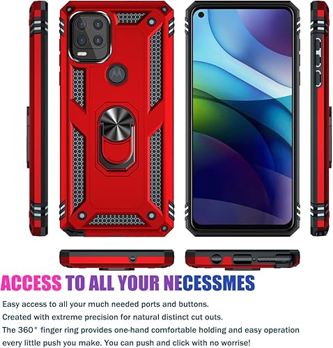 Miniatura 2 de Funda resistente para Moto G Stylus 5G 2021XT2131DL con protector de pantalla de vidrio templado, anillo de metal, soporte magnético, para Motorola