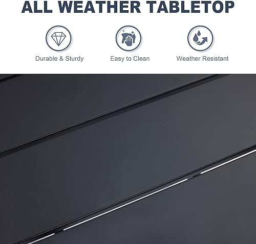 Miniatura 3 de VICLLAX Mesa auxiliar para exteriores de 18 pulgadas, mesa auxiliar pequeña para patio, mesa de café cuadrada, color negro
