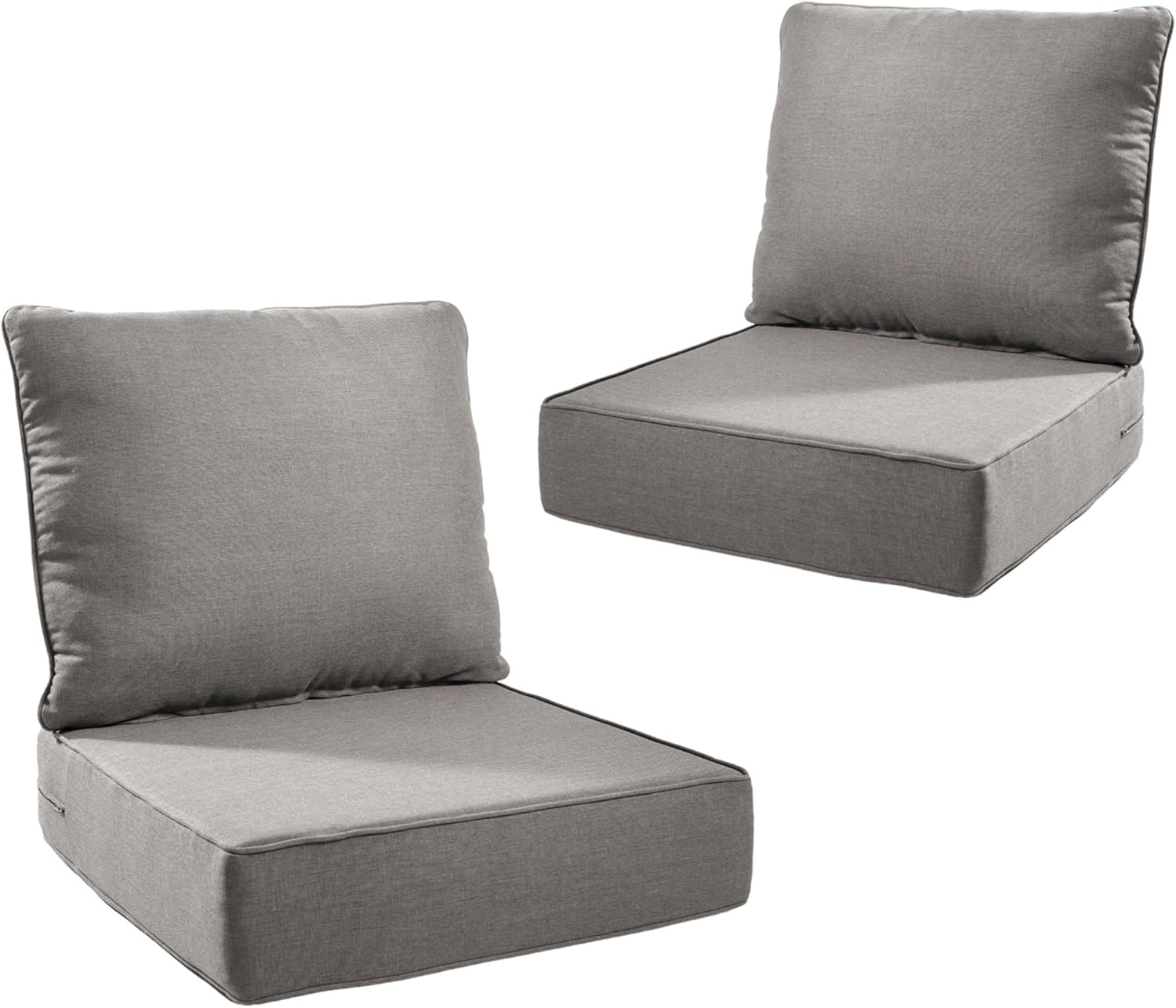 Outdoor Cushion Set for Furniture Patio Furniture, UV Resistant, Water Resistant - 6 Inch Thick Foam Garden Cushions 24x24 Inch Patio Seat Covers for Chair/Sofa/Couch | Grey | 2-Pack |