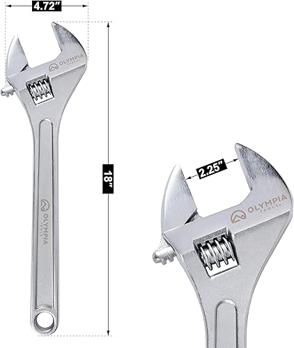 Vista 28 de Olympia Tools Llave ajustable de 15 pulgadas, acero forjado de alta resistencia, cromado, mandíbulas mecanizadas de precisión, resistente a