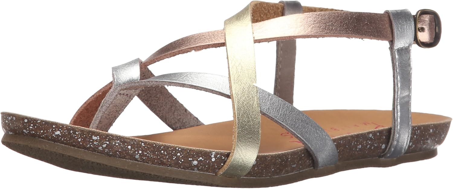Blowfish Kids Girl's Granola-k Sandal, silver/rosegold/gold dyecut polyurethane, 2 M US Little Kid