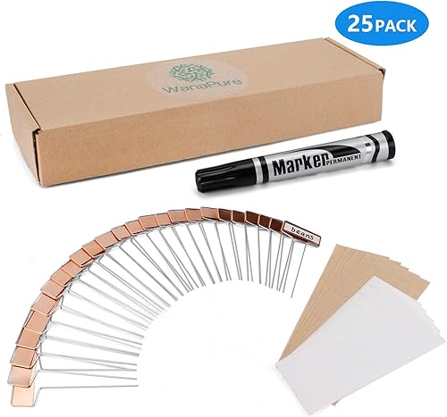 Miniatura 2 de 25 etiquetas de metal de cobre para plantas con 50 etiquetas, película de PET impermeable y bolígrafo permanente, 6.1 pulgadas resistente a la