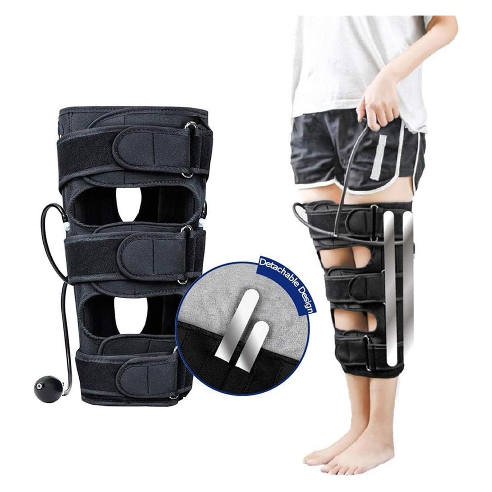 Corrector Piernas O y X｜Faja Alineadora 3 en 1 Ajustable para Adultos y Niños con Soporte Aluminio y Almohadillas Inflables