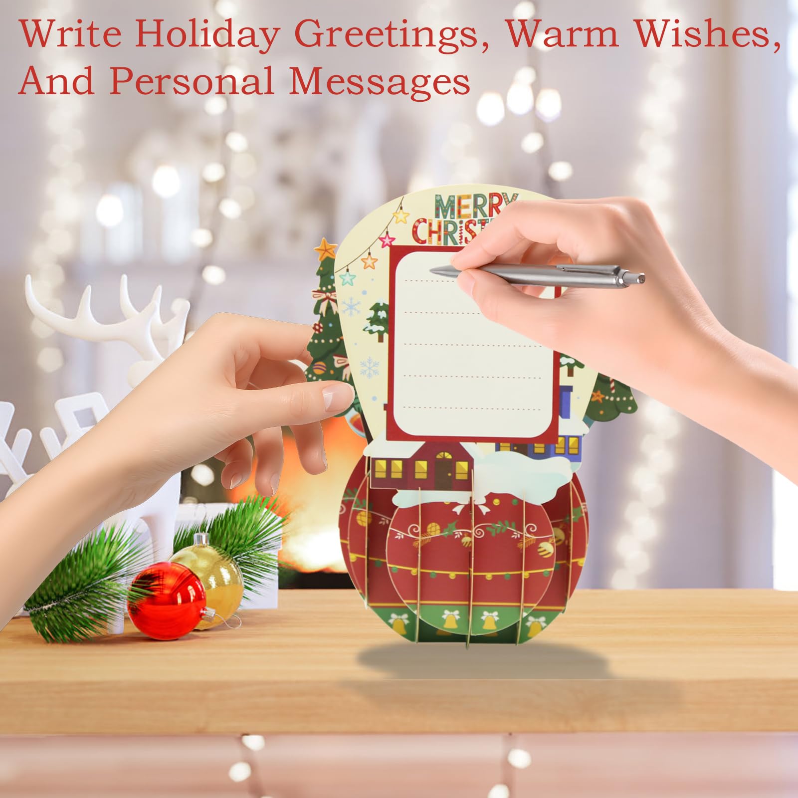 Biglietto di auguri natalizio pop-up 3D, biglietti di auguri festivi con Babbo Natale, pupazzo di neve e albero di Natale con buste | Regalo e decorazione festiva, 5,51x7,68 pollici