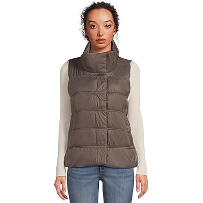 Eileen Fisher Eggshell High Collar Vest rye