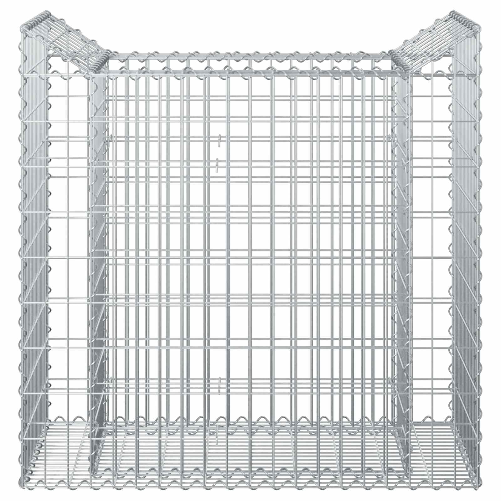 Gabionen-Hochbeet Silber verzinkter Stahl 50x100x100 cm robustes Zaunelement mit hoher für Gartenzaun Sichtschutz Terrasse Balkon Außenbereich