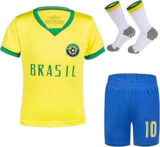 Boys & Girls Soccer Jersey Kit with Socks Set for Kids 3-14Y - Soft & Quick Dry - Vibrant Colors Sports Outfits