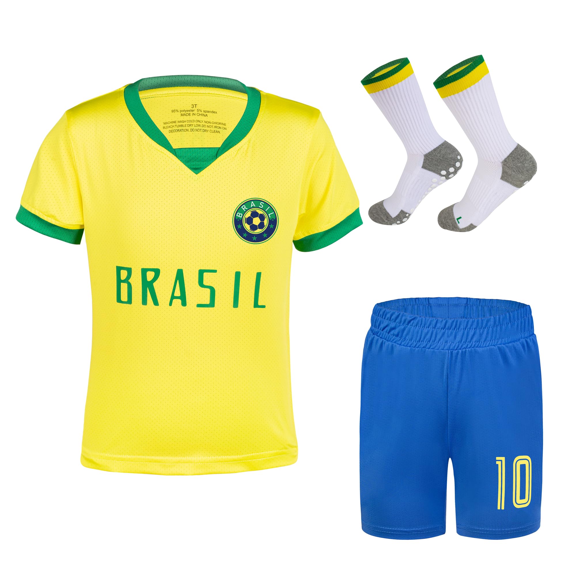 Kids Soccer Jersey with Socks Set for Boys & Girls Age 3-14 Years Training | Leightweight & Moisture-wicking, Quick Dry ,National Themed Soccer Clothes Mexico Italy France Brazil USA Portugal Argentina
