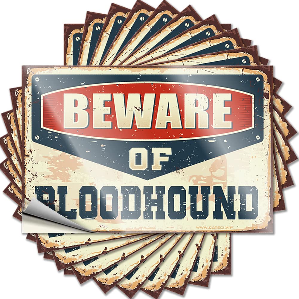 Beware of Bloodhound Funky Basement Decor - Funny Sticker Case Removable Vinyl Decal(8X12CM)