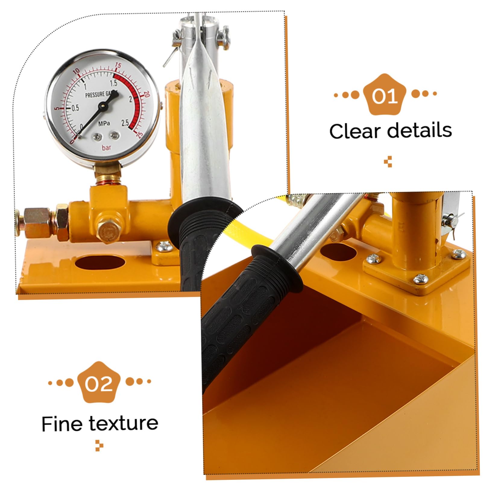 BESTOYARD 25kg Kit De Bomba De Presión Manual Con Manómetro Comprobador De Presión Hidráulica Para Tuberías y Construcción