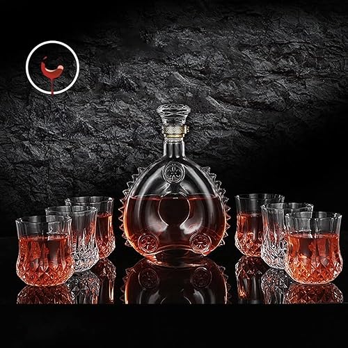 Miniatura 3 de Decantador de vino tinto, decantador de whisky, decantador de cristal, 23.7fl oz, botella de vino Louis XIII con tapa, botella de vino de vidrio