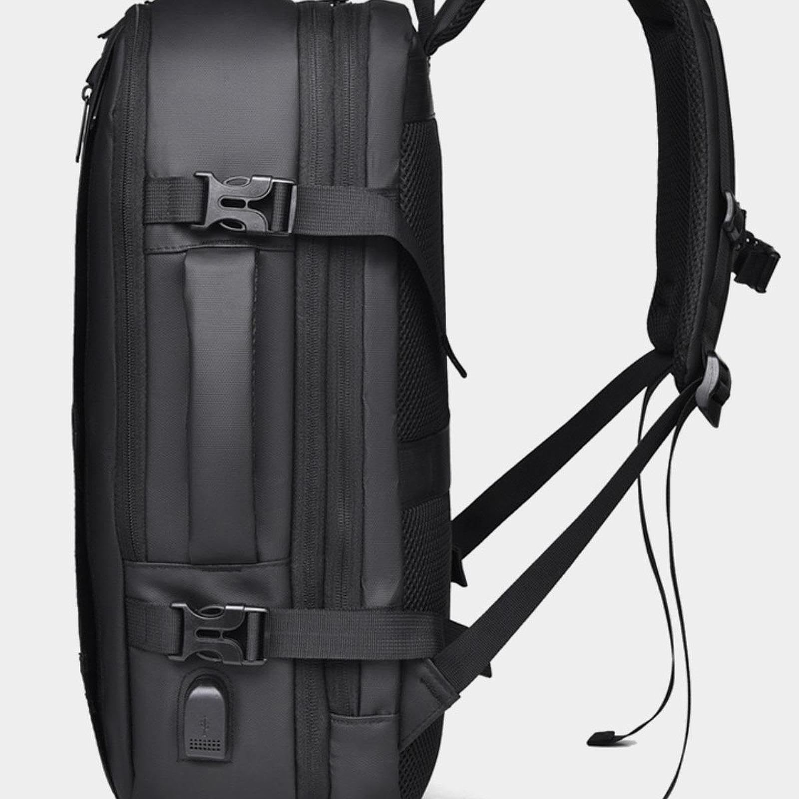 Zaino Porta PC Zaino da Viaggio Laptop Espandibile Uomo Impermeabile con Porta USB Multitasche Tessuto Oxford Adatto a Business Docenti Pendolari Week, Nero