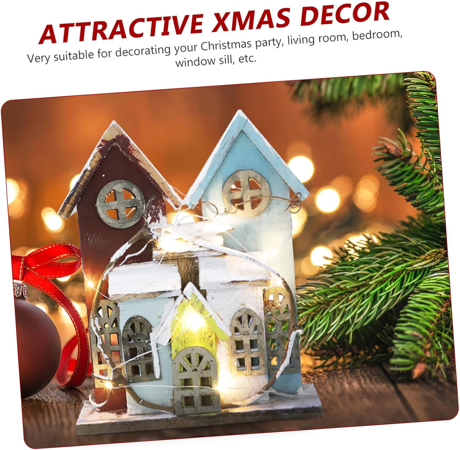 Ciieeo 1pc House Ornament for Christmas Decor Mini Landscape Decorative Prop Tabletop Xmas Decoration for Festive Atmosphere