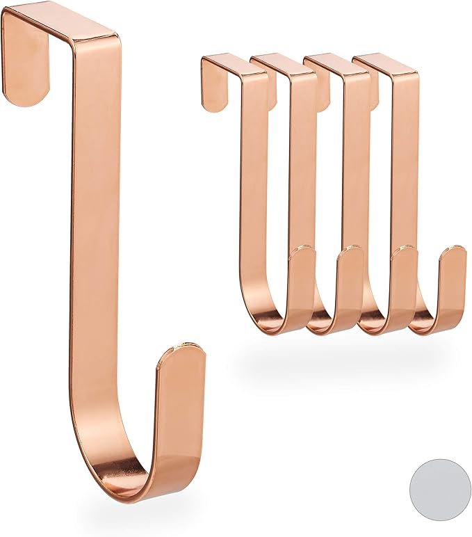 Relaxdays Door Hook Set Of 5, For Clothes, Door Hangers, Hallway