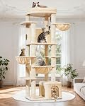 Taoqimiao 72 Inch Cat Tree, XXL Cat Tower for Indoor Cats Large Adult 25Lbs+, Extra-Large Platform, 2 Cat Houses, 7 Scratching Post, Extra-Sized Durable Hammock, Cozy Basket, Light Gray, F20W