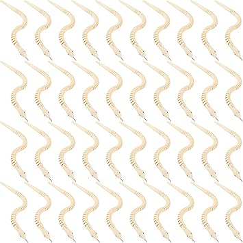 40 Pcs 12 Inch Unfinished Wooden Wiggly Snake Flexible Wiggly Painting Wooden Snakes Fake Blank Snake Model Crafts for Arts and Crafts Toys Halloween Birthday Party Supplies